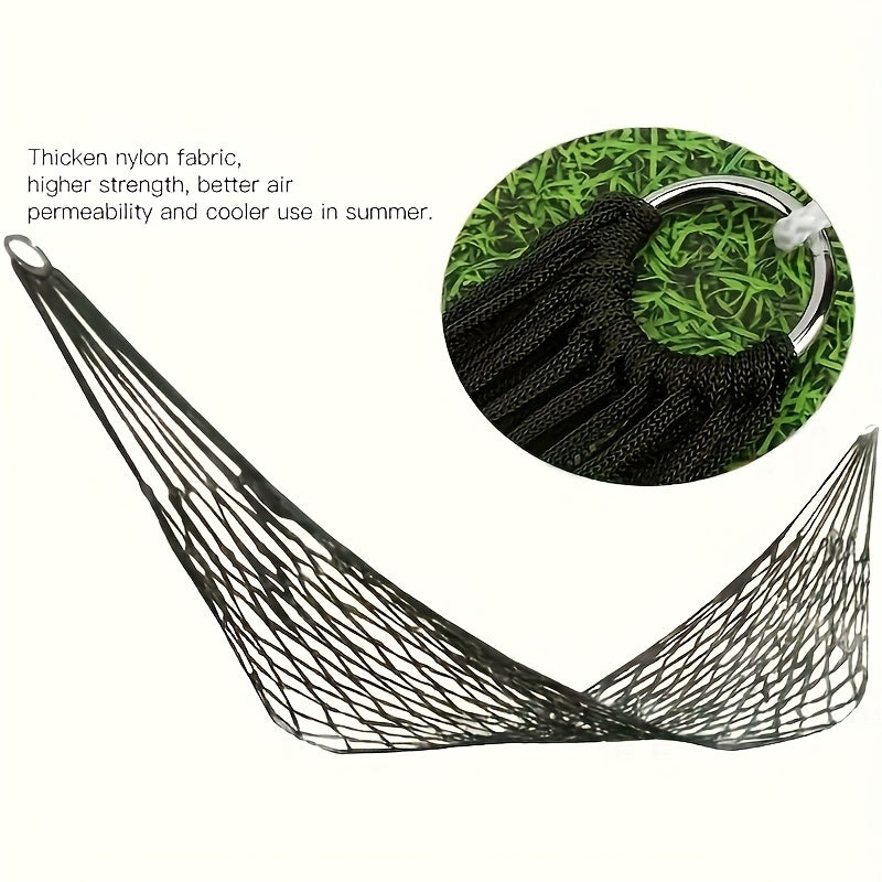2pcs Portable Nylon Mesh Hammocks - Durable, Non-Woven Outdoor Relaxation Gear for Camping & Sports