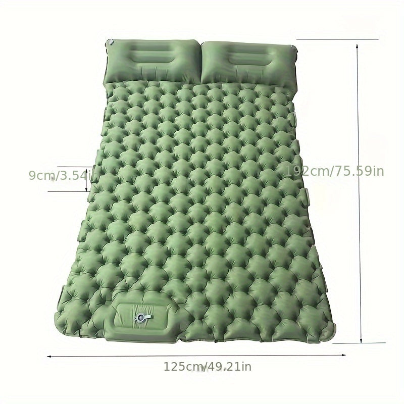 Portable 2-Person Waterproof TPU Coated Camping Air Mattress - Inflatable Bed with Built-in Pump, Compact Sleeping Pad, Carry Bag, and Repair Kit for Outdoor Camping, Hiking, Backpacking