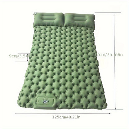 Portable 2-Person Waterproof TPU Coated Camping Air Mattress - Inflatable Bed with Built-in Pump, Compact Sleeping Pad, Carry Bag, and Repair Kit for Outdoor Camping, Hiking, Backpacking