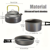 Flat Bottom Non-stick Pan, Foldable Camping Cookware Set, Portable Picnic Non-stick Pan And Lightweight Kettle Set, Mesh Storage Bag, Suitable For Outings, Hiking, Spring Outings, Family Gatherings