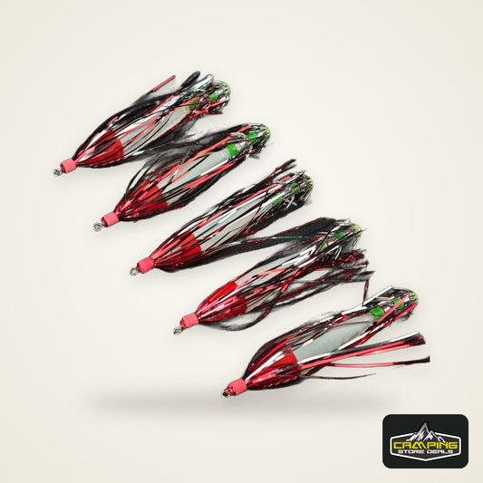 Ackibbik 5pcs Glow Squid Jig Hook Squid Umbrella Hook Shrimp Fishing Lures Saltwater Cuttlefish Octopus Lures