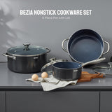 6pcs Induction Cookware, Pots and Pans Set with Non-Stick Ceramic Coating, Dishwasher Safe & Oven Safe, Compatible with All Stoves, Black
