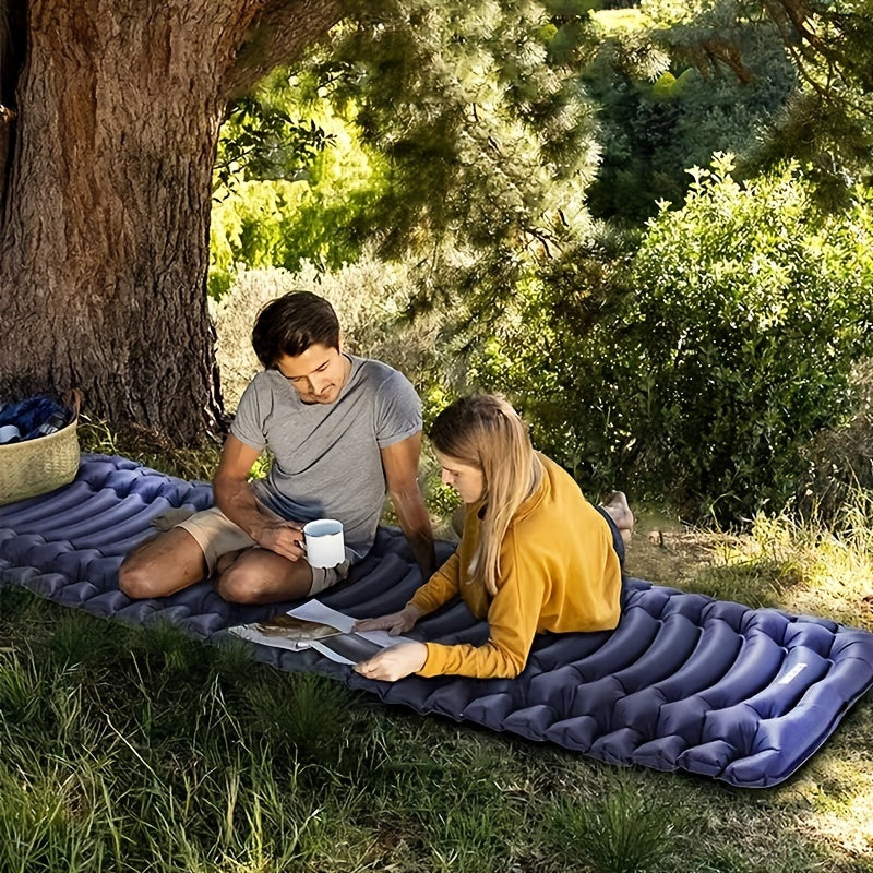 4-Inch Thick Self-Inflating Camping Air Mattress - Ultralight Sleeping Pad with Built-in Foot Pump Pillow for Backpacking, Hiking & Tent Use - Compact, Portable, and Rectangle Single-Person TPU Fabric Design with Stuff Sack I