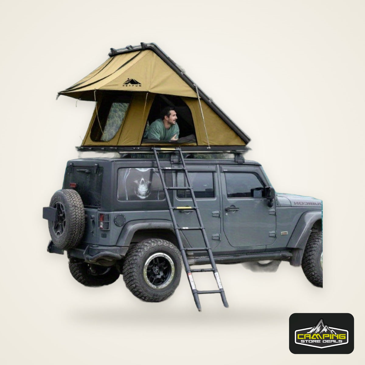 Adventurer Rooftop Tent Hardshell with Luggage RacksandReplaceable Rain Flies, Truck Bed Tent for Camping, Pop Up Overland Roof Top Tents for Truck Jeep SUV Car Van Wrangler Tacoma