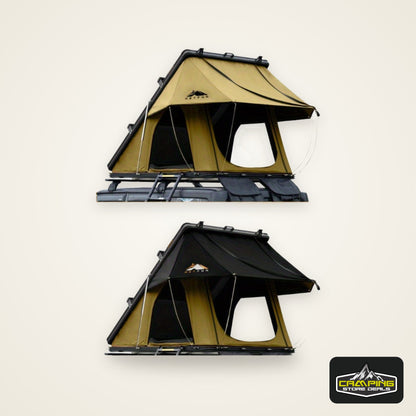 Adventurer Rooftop Tent Hardshell with Luggage RacksandReplaceable Rain Flies, Truck Bed Tent for Camping, Pop Up Overland Roof Top Tents for Truck Jeep SUV Car Van Wrangler Tacoma