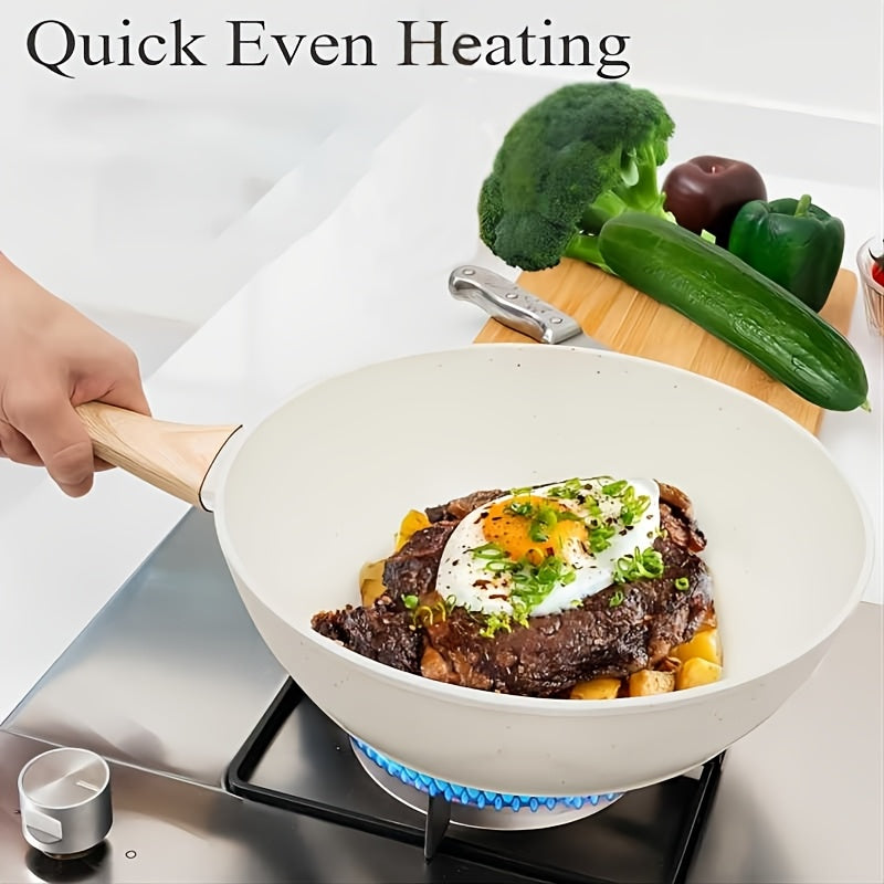 12pcs Nonstick Pots and Pans Set Granite Kitchen Cookware Set Suitable for Induction Electric and Gas Stoves Includes Frying Pans and Saucepans White