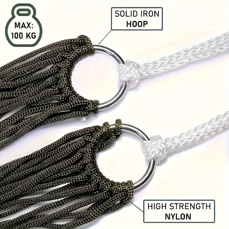 2pcs Portable Nylon Mesh Hammocks - Durable, Non-Woven Outdoor Relaxation Gear for Camping & Sports