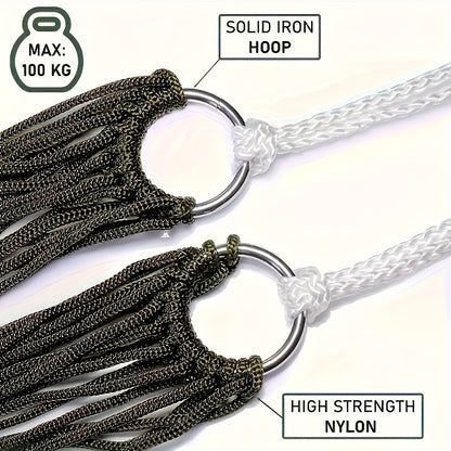 2pcs Portable Nylon Mesh Hammocks - Durable, Non-Woven Outdoor Relaxation Gear for Camping & Sports