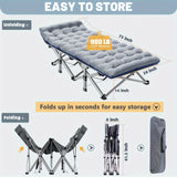 LILYPELLE Folding Camping Cot Bed With 2-Side Mattress, Heavy Duty Sleeping Cot Bed With Carry Bag, Portable Travel Camp Cots For Home, Double Layer Oxford, For Office Nap And Outdoor Beach