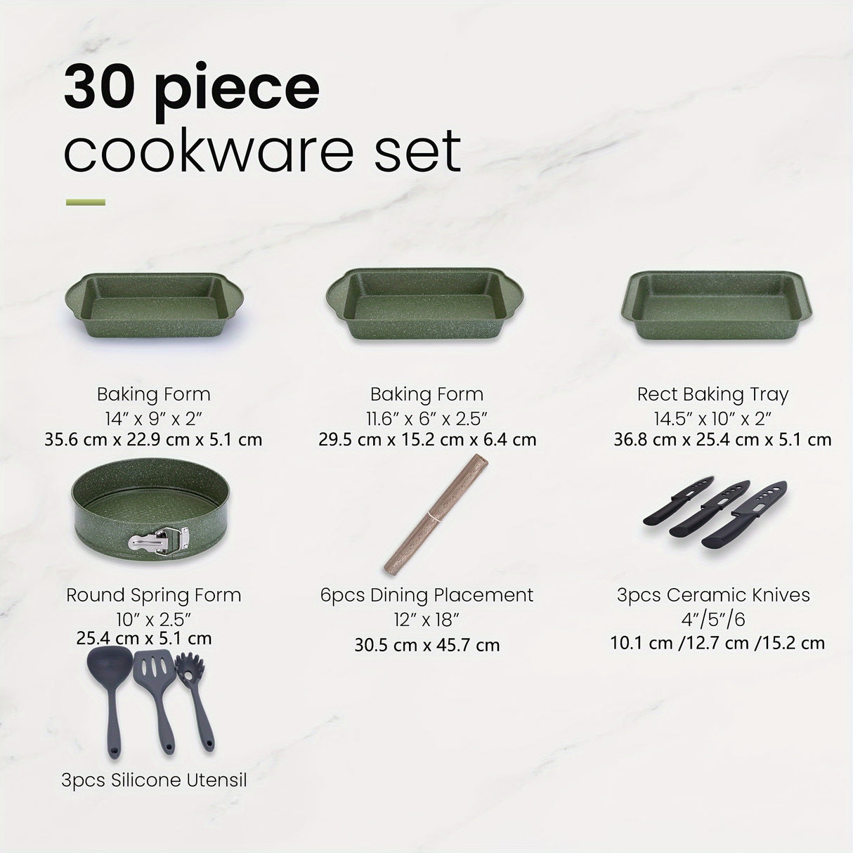 Kitchen Academy Pots and Pans Set Nonstick, 30 Pieces Induction Kitchen Cookware Set, Granite Coating Cooking Pans Set