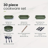 Kitchen Academy Pots and Pans Set Nonstick, 30 Pieces Induction Kitchen Cookware Set, Granite Coating Cooking Pans Set