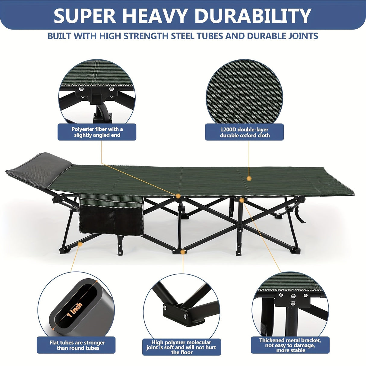 Camping Cots for Adults with Mattress, Chaise Lounges Folding Outdoor Camping Travel Cot with Pad 900LBS(Max Load), Lightweight, Stable, Durable Folding Bed with Carrying Bag
