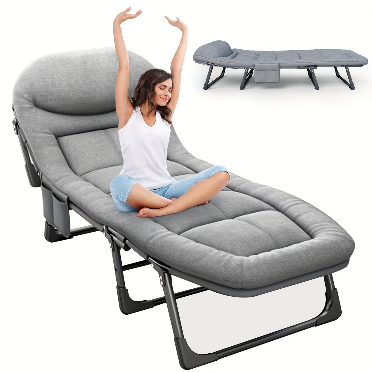 1pc Sleeping Cots For Adults, Portable & Foldable Bed With Mattress And Pillow, Heavy Duty Sturdy Frame For Camping, Travel, Room, Office