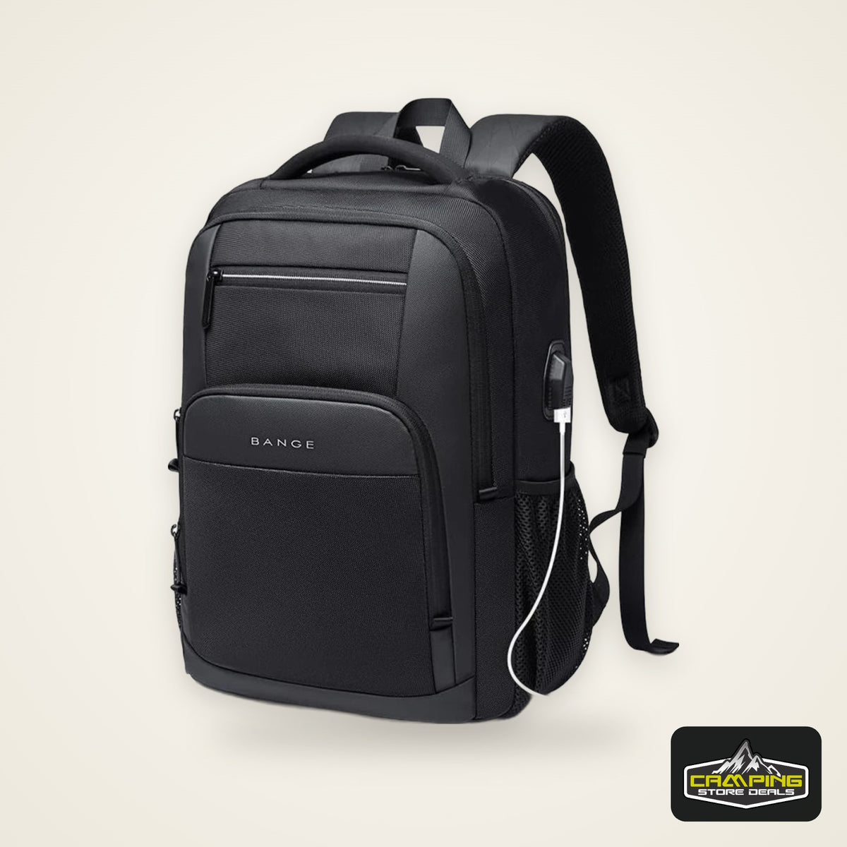 BANGE Travel Waterproof Backpack with USB Charging Port Fit 15.6 Inch Laptop Backpacks for Men and Women, Teenager School Bags