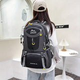 OGEHUAFEE 40L Adventure Backpack - Black with Yellow Accents, Adjustable Straps, Multiple Compartments, Durable Nylon, Ideal for Hiking, Travel, and Everyday Use, Travel Gear | Adjustable Strap Backpack | Durable Zippers