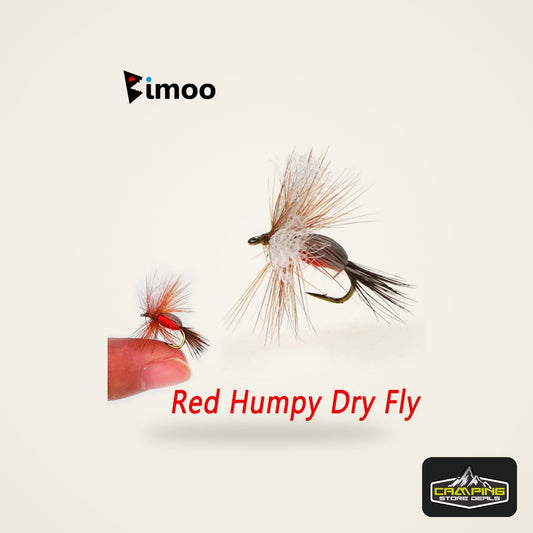 Bimoo Red Humpy Dry Flies #14 (6 Pack)
