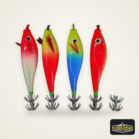 BRAVMACK 5pcs Luminous Horizontal Squid Jig Glow Squid Jigs Saltwater Squid Shrimp Lure Jig Squid Jig Fishing Lure Tackle