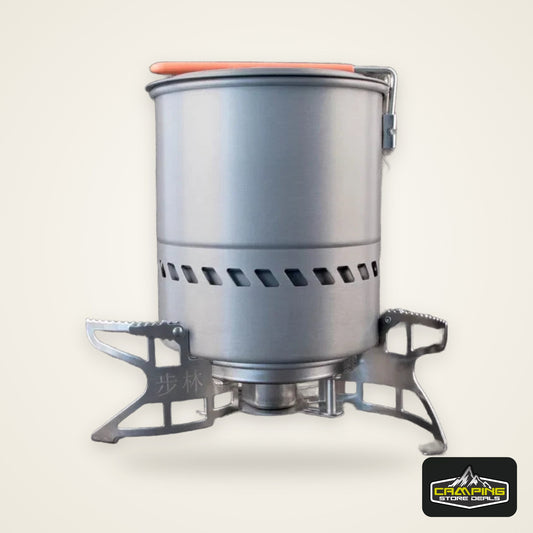 Bulin Outdoor Gas Stove Folding Cooking Furnace Camp Cookware Split Gas Furnace Stove for Camping Hiking Picnic with Pot