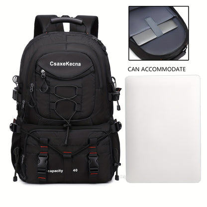 [40L CsakeKecna Backpack] CsakeKecna 40L Lightweight Hiking Backpack | Large Capacity Travel Climbing Rucksack with Laptop Compartment, USB Powered, Adjustable Straps, Zip Closure, Polyester Lining - Solid Color for Men and W