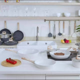 12 POTS and pans Set Non-stick Cookware Set, Cookware non-stick Granite cooking Set, including frying pan, pan, steamer, silicone spatula and tongs (black)
