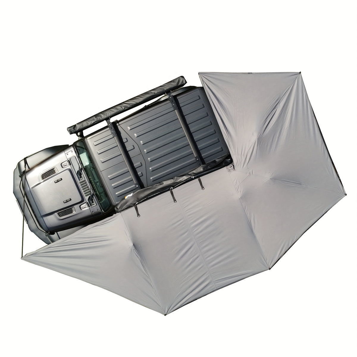 270 Degree Awning for Car, Retractable Car Side Awning, FreeStanding Car Rooftop Tent with LED Lights for SUV Trucks, Folding Portable Car Awning Sun Shelter for Camping Self Driving Trip