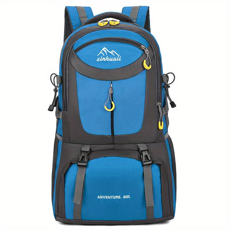 OGEHUAFEE 40L Adventure Backpack - Black with Yellow Accents, Adjustable Straps, Multiple Compartments, Durable Nylon, Ideal for Hiking, Travel, and Everyday Use, Travel Gear | Adjustable Strap Backpack | Durable Zippers