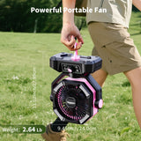 20000mAh Battery Powered Camping Fan - Dual Motor, 8-Speed Remote Control & 4 LED Lanterns, Portable Outdoor Fan with Tent Hook for Camping, Blackouts, Construction Sites