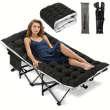 Camping Cots for Adults with Mattress, Chaise Lounges Folding Outdoor Camping Travel Cot with Pad 900LBS(Max Load), Lightweight, Stable, Durable Folding Bed with Carrying Bag