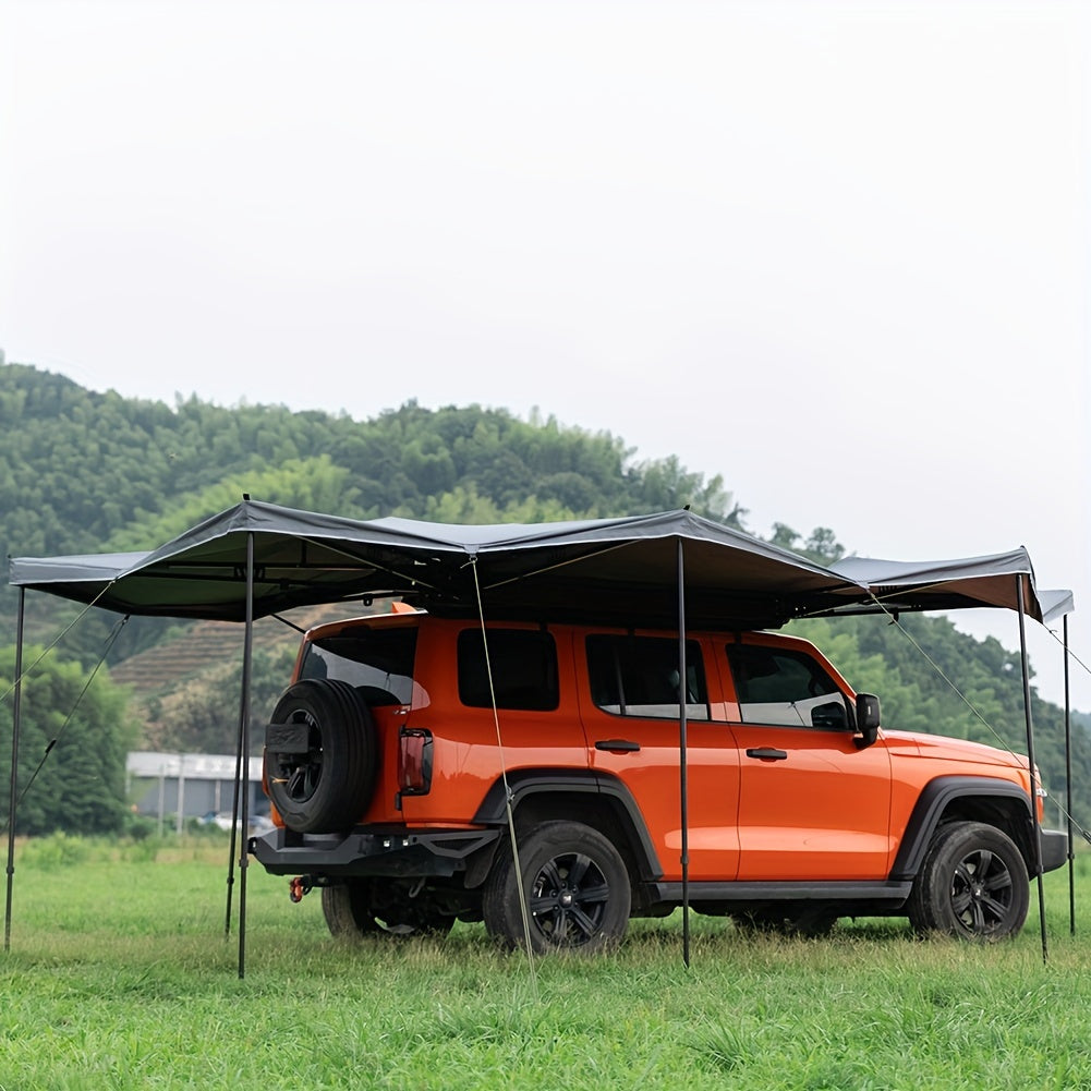270 Degree Awning for Car, Retractable Car Side Awning, FreeStanding Car Rooftop Tent with LED Lights for SUV Trucks, Folding Portable Car Awning Sun Shelter for Camping Self Driving Trip