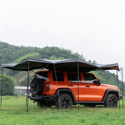 270 Degree Awning for Car, Retractable Car Side Awning, FreeStanding Car Rooftop Tent with LED Lights for SUV Trucks, Folding Portable Car Awning Sun Shelter for Camping Self Driving Trip