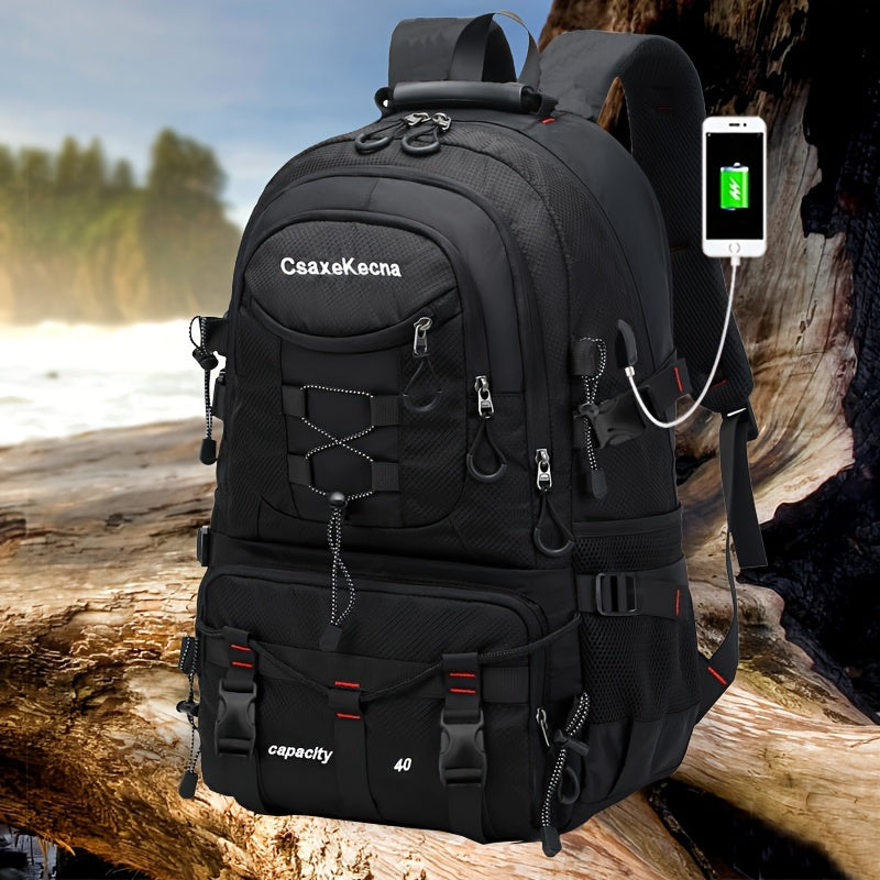 [Lightweight Hiking Backpack] CASAKECA 40L Lightweight Hiking Backpack | Durable Polyester Outdoor Travel Daypack with Laptop Sleeve, Adjustable Straps, USB Charging Port, and Multiple Compartments for Climbing, Camping & Tou
