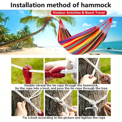 Anti-Tip Canvas Hammock with Tree Straps – 660 lb