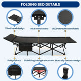 Camping Sleeping Cots with cotton-padded/Velvet Mattress, 900lbs Double Layer Oxford Portable Folding Cots for Garden, Camping, Hiking, Outdoor, Home, Office, Lightweight, Stable, Durable