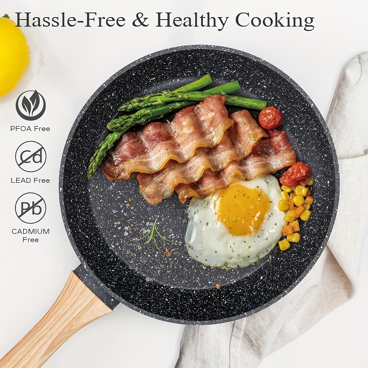 12 POTS and pans Set, Non-stick Cookware Set, Induction Cookware Non-stick Granite Cooking Set, including frying pan, pan, steamer, silicone spatula and tongs (black)