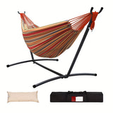 Lazy Daze Hammocks Double Hammock with Space Saving Steel Stand Includes Portable Carrying Case and Head Pillow, 450 Pounds Capacity