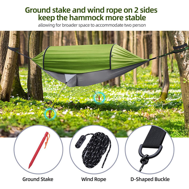 Camping Hammock, Hammock with Mosquito Net 118" x 71" Portable 2 Person Hammock Lightweight Hammocks Tent with Tree Straps for Backpacking Hiking Backyard Camping Outdoor