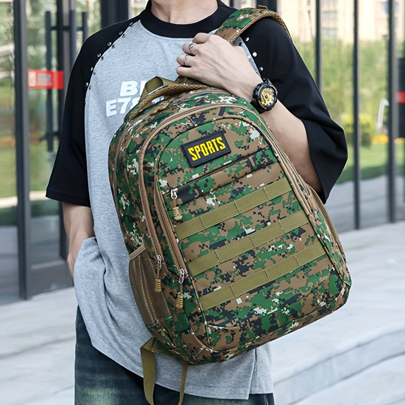 Men'S Camo Large Capacity Backpack - Durable Nylon, Multiple Compartments, Zip Closure, Ideal for Hiking, Travel & School, Outdoor Backpack|Camouflage Backpack|Secure Zipper Closure, Backpack for Trave