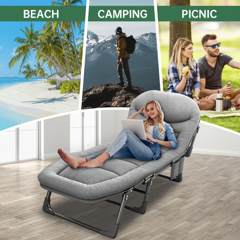6-Position Adjustable Camping Cot with Blanket – 550 lb
