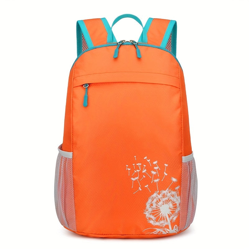 [Lightweight Foldable Backpack] Lightweight Nylon OGEHUAFEE Backpack - Large Capacity, Foldable Design | Travel, Hiking & Commuting, Black with Floral Accents, Adjustable Shoulder Straps, Zip Closure