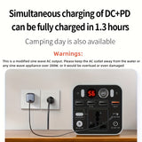 53000mAh Camping Battery Power Station, 198wh Portable Power Bank, With 110V AC Outlet, DC/PD Twoway Fast Charge, Outdoor Generator, LED Light, 4 USB