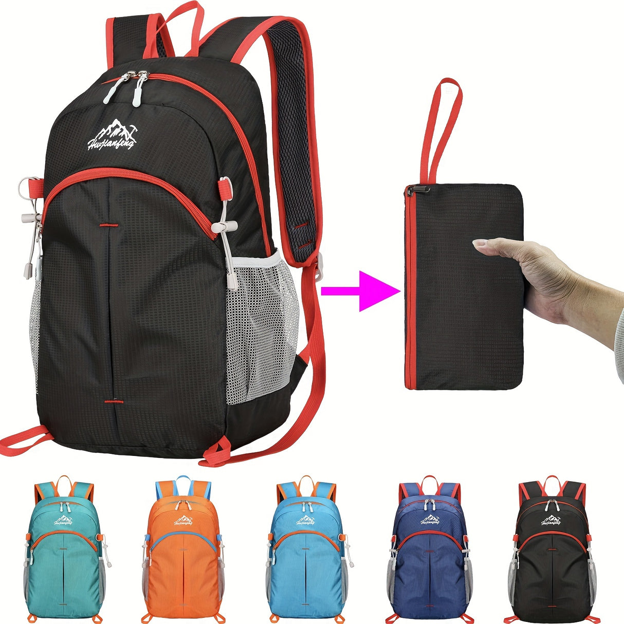 18L Outdoor Sports Backpack Ultra-light Large Capacity Folding Backpack Mountaineering Top Bag Suitable for Hiking, Cycling, Traveling, Business Trips, Commuting and Fitness Shock-absorbing Breathable Shoulder Straps Quick Fo
