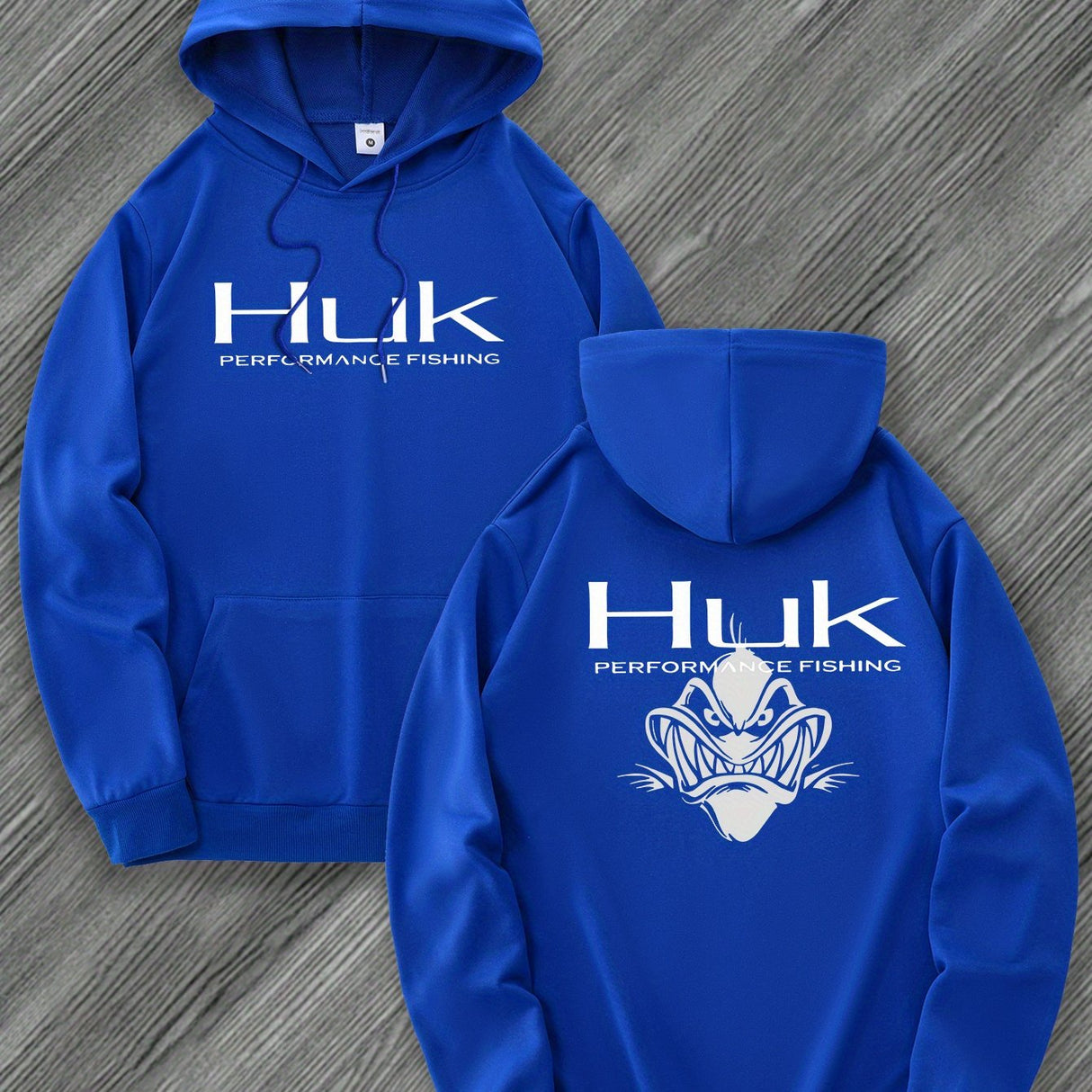 [Trendy Hooded Sweatshirt] HUK PERFORMANCE FISHING Men's Trendy Hooded Sweatshirt | Casual Drawstring Hoodie with Kangaroo Pocket, Geometric Design, All-Season Wear, Regular Fit