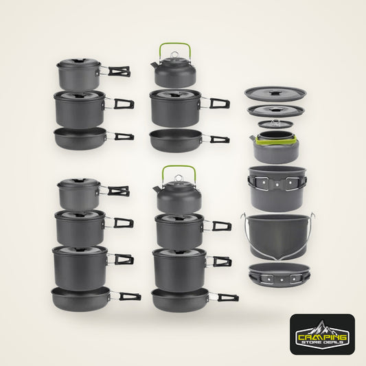 Camping Cookware Set for 1-7 Persons, Lightweight and Portable Pot and Pan with Carrying Bag, Perfect for Outdoor Camping