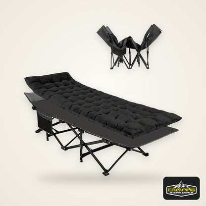 Camping Cots for Adults with Mattress, Chaise Lounges Folding Outdoor Camping Travel Cot with Pad 900LBS(Max Load), Lightweight, Stable, Durable Folding Bed with Carrying Bag
