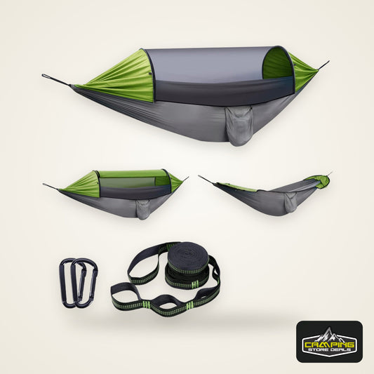 Camping Hammock, Hammock with Mosquito Net 118" x 71" Portable 2 Person Hammock Lightweight Hammocks Tent with Tree Straps for Backpacking Hiking Backyard Camping Outdoor