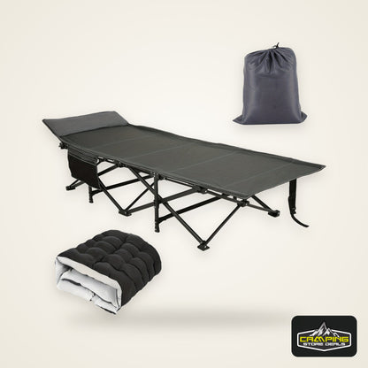 Camping Sleeping Cots with cotton-padded/Velvet Mattress, 900lbs Double Layer Oxford Portable Folding Cots for Garden, Camping, Hiking, Outdoor, Home, Office, Lightweight, Stable, Durable