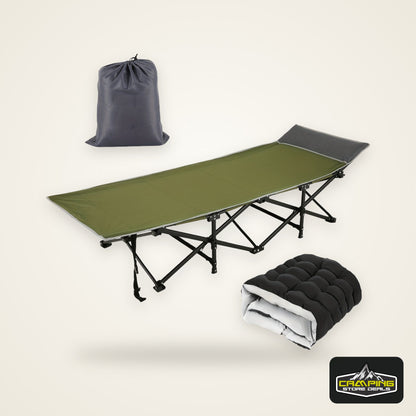 Camping Sleeping Cots with cotton-padded/Velvet Mattress, 900lbs Double Layer Oxford Portable Folding Cots for Garden, Camping, Hiking, Outdoor, Home, Office, Lightweight, Stable, Durable