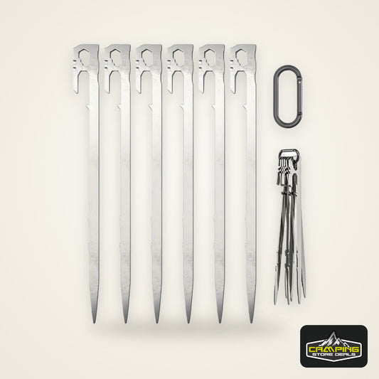 Camping Tent Stakes 6Pcs Canopy Tent Pegs 28cm Stainless Steel Garden Ground Nail Beach Awnings Hammock Trampoline Accessories
