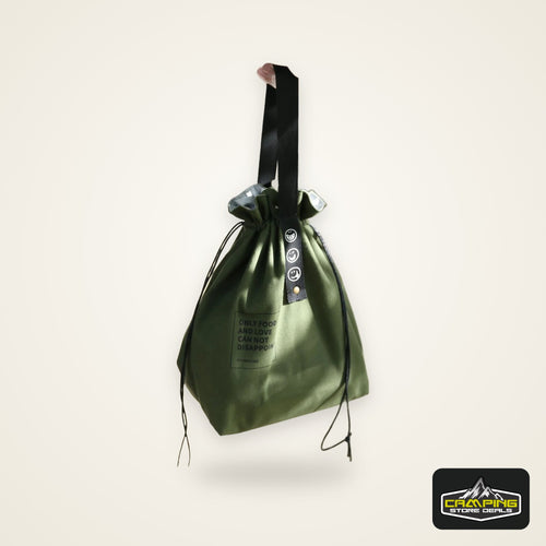 Canvas Folding Lunch Bag Portable Insulated Drawstring Closure Bento Cooler Tote For Work School Picnic Camping
