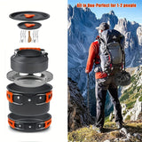 Kettle set pot 2-3 people camping pot and pan outdoor camping cookware portable combination pot set camping tableware, easy to carry and occupy little space, cooking pot, frying pan, kettle, two sets of knives and forks, fold